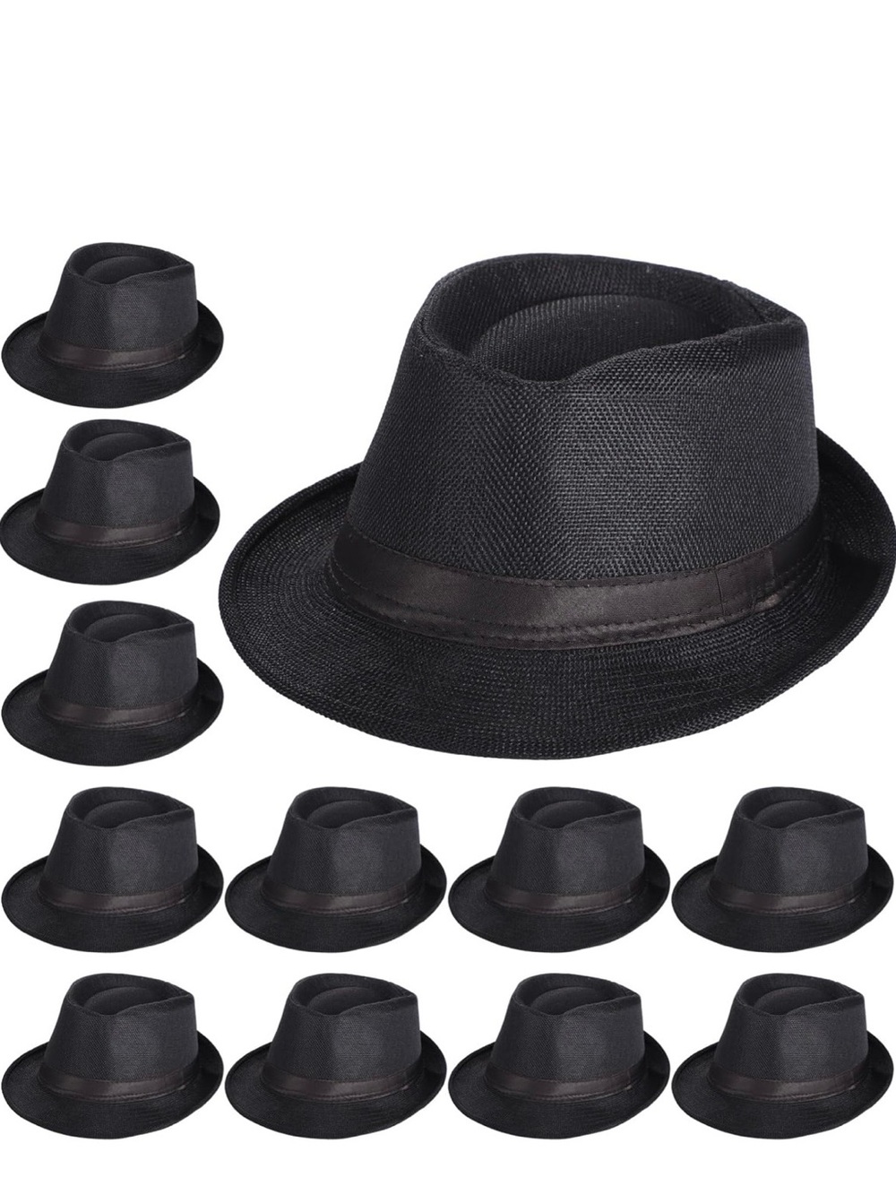 Black Fedora Hat - 12 Classic Lightweight Fedora
